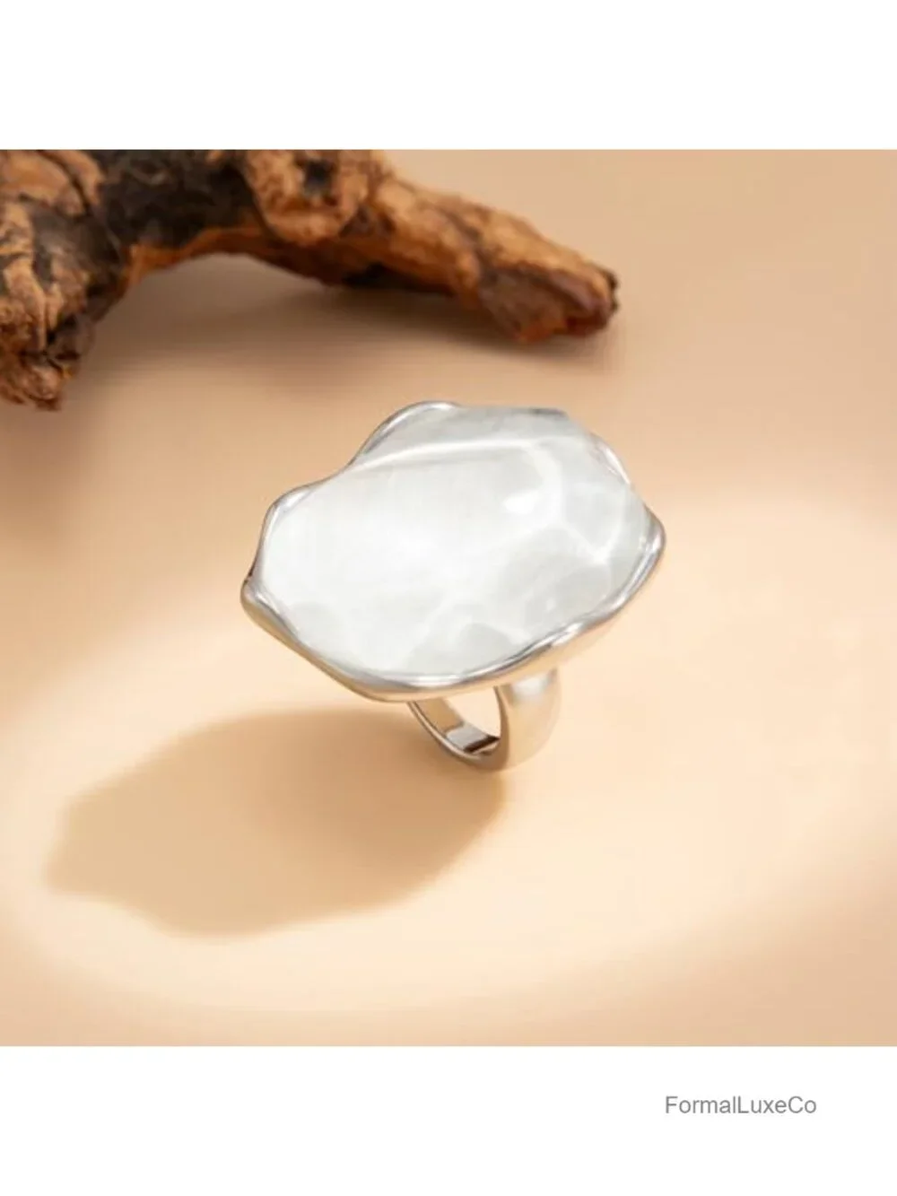 Irregular Resin Stone Chunky Statement Ring Adjustable Band